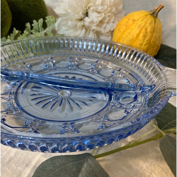 Indiana Glass Blue Divided Relish Dish - Picture 3 of 4